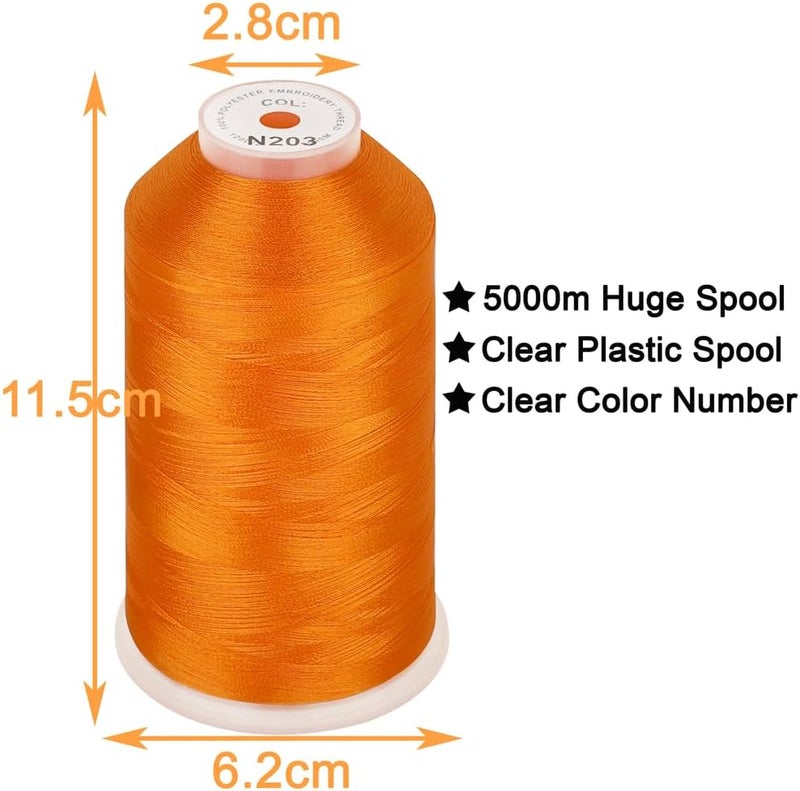 New brothread - Single Huge Spool 5000M Each Polyester Embroidery Machine Thread 40WT for Commercial and Domestic Machines - Orange (Janome Color) - Image 2